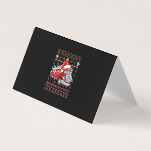 Firetruck Firefighter Christmas Cute Boy Santa Hat Business Card