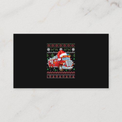 Firetruck Firefighter Christmas Cute Boy Santa Hat Business Card