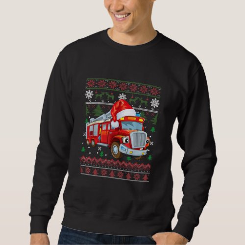 Firetruck Firefighter Christmas Cute Boy Santa Hat Sweatshirt