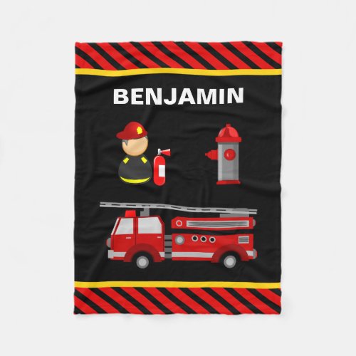 Firetruck Firefighter Fleece Blanket