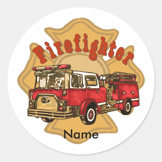 Firetruck Firefighter Sticker (Front)