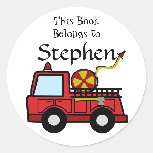 Firetruck Fun Classic Round Sticker (Front)