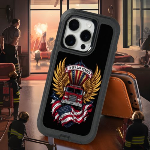 Firetruck Hero With Wings iPhone 15 Pro Case