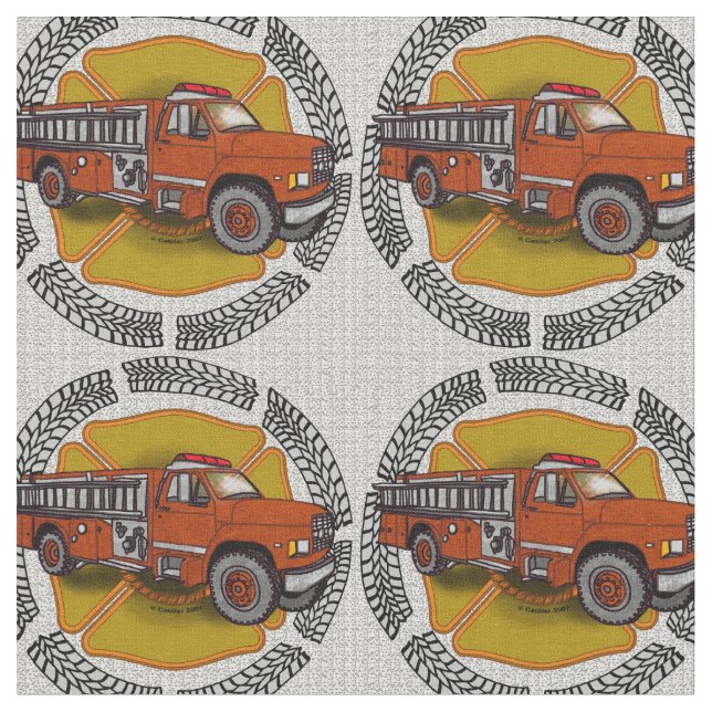 Firetruck How I Roll Firefighter Fabric (Close Up)