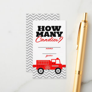 Firetruck How Many Candies Game Guess Cards