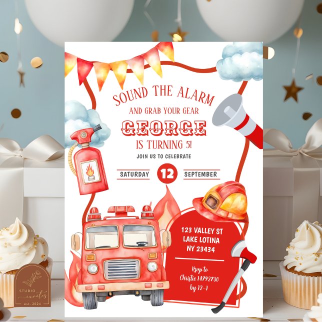 Firetruck Kid's Birthday Invitation (Creator Uploaded)