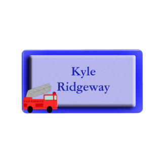 Firetruck Name Label