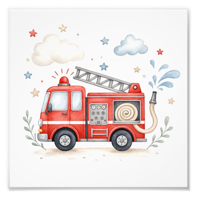 Firetruck Nursery Decor Photo Print (Front)