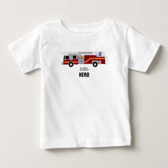Firetruck Painting Little Hero Baby T-Shirt (Front)