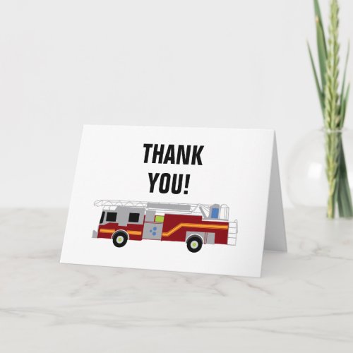Firetruck Party Thank You Card