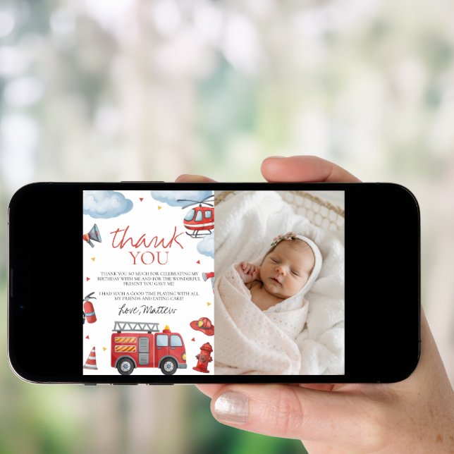 Firetruck Photo Thank You Card (Front Digital)