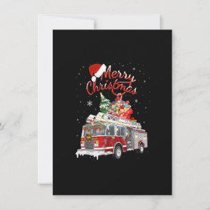 Firetruck Santa Sleigh Fireman Christmas Firefight Invitation