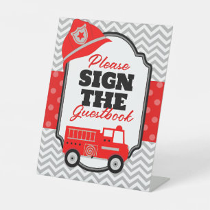 Firetruck Sign the Guestbook Party Display Sign