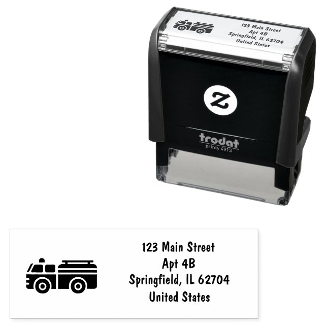 Firetruck Silhouette Address Self-inking Stamp (In Situ)