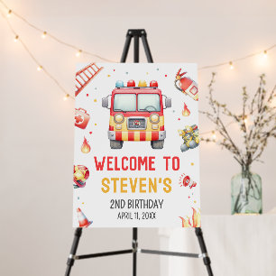Firetruck Sound the Alarm Birthday Welcome Sign