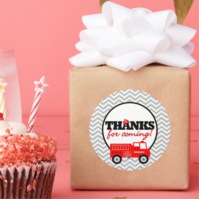 Firetruck Thank You Party Favor Stickers (Party)