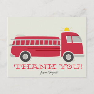 Firetruck Thank You Postcard
