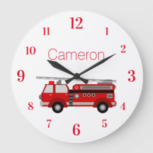 Firetruck with Custom Name Large Clock