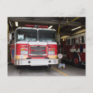 Firetrucks Parked at the Station Postcard