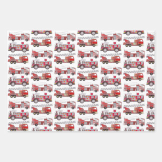 Firetrucks Wrapping Paper Sheets