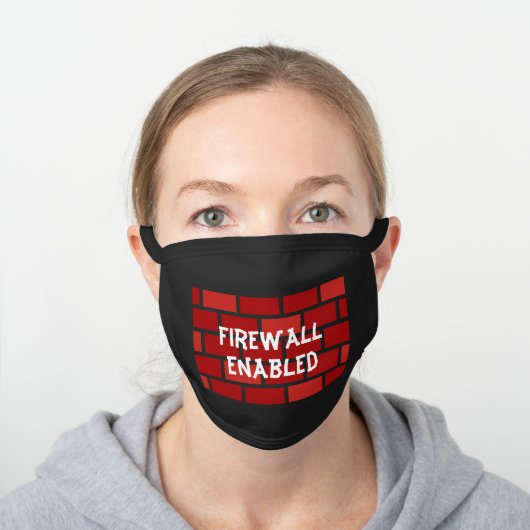 Firewall Enabled Computer Themed Black Cotton Face Mask (Worn)