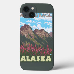 Fireweed & Mountains - Anchorage, Alaska iPhone 13 Case