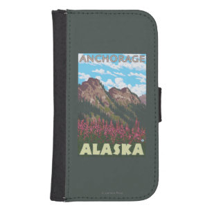 Fireweed & Mountains - Anchorage, Alaska Galaxy S4 Wallet Case
