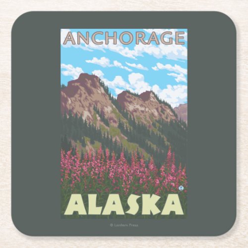 Fireweed  Mountains _ Anchorage Alaska Square Paper Coaster
