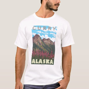 Fireweed & Mountains - Curry, Alaska T-Shirt