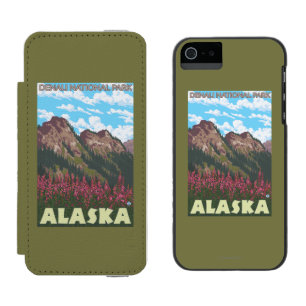 Fireweed & Mountains - Denali Nat'l Park, Wallet Case For iPhone SE/5/5s