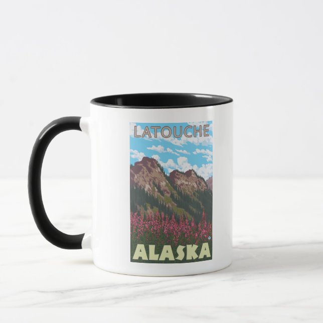 Fireweed & Mountains - Latouche, Alaska Mug (Left)
