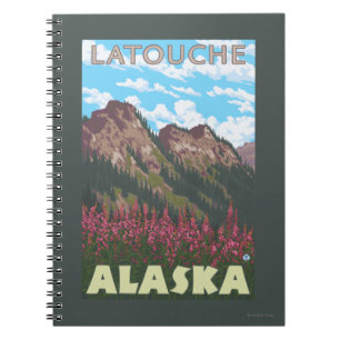 Fireweed & Mountains - Latouche, Alaska Notebook