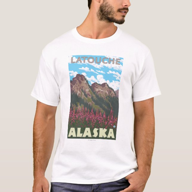 Fireweed & Mountains - Latouche, Alaska T-Shirt (Front)