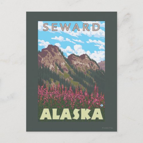 Fireweed  Mountains _ Seward Alaska Postcard
