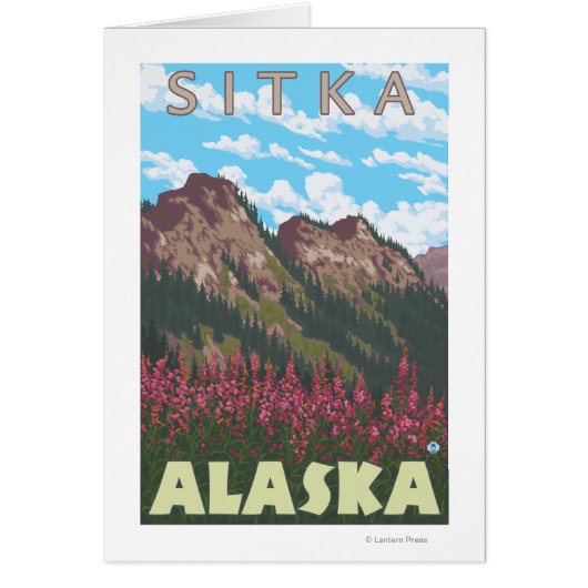 Fireweed & Mountains - Sitka, Alaska Cards (Front)