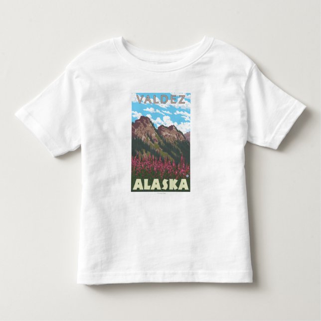 Fireweed & Mountains - Valdez, Alaska Toddler T-shirt (Front)