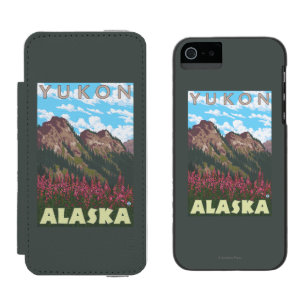 Fireweed & Mountains - Yukon, Alaska Wallet Case For iPhone SE/5/5s