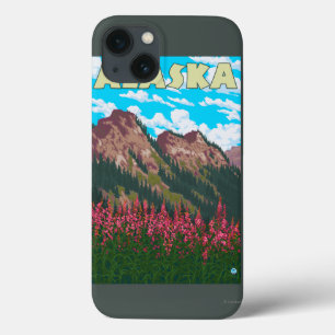 Fireweed with Mountains Vintage Travel Poster iPhone 13 Case
