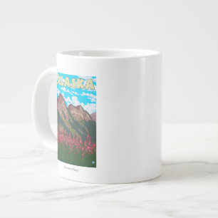 Fireweed with Mountains Vintage Travel Poster Giant Coffee Mug