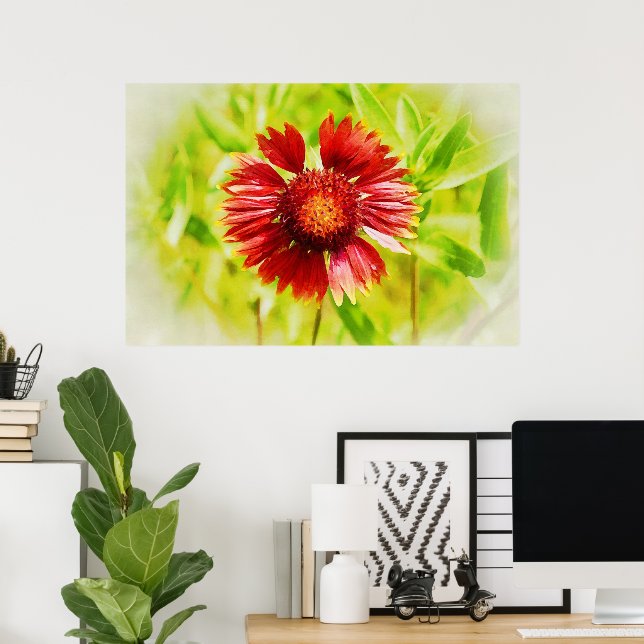 Firewheel Blanket Wildflower Art Poster (Home Office)