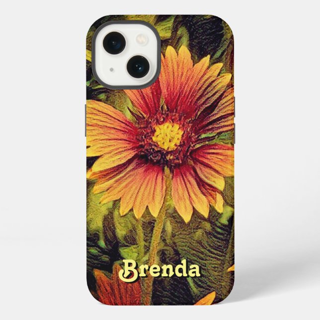 Firewheel Flower Name Monogram Iphone Case (Back)