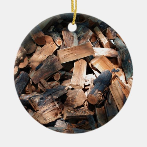 firewood ceramic ornament