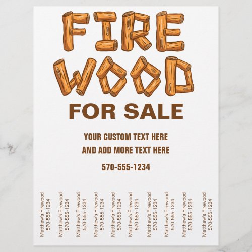 Firewood Fire Wood for Sale Flyer Tear Off Strips