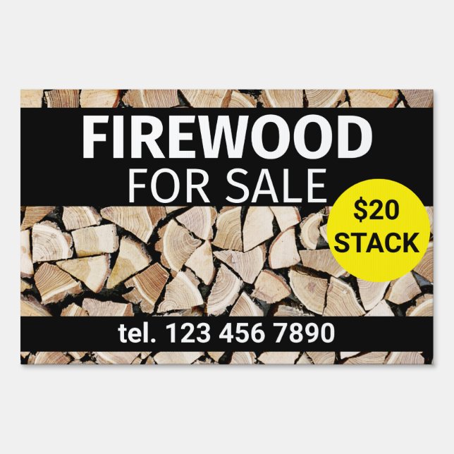 Firewood For Sale Professional Small Business  Sign (Back)