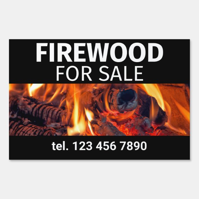 Firewood For Sale Professional Small Business  Sign (Back)