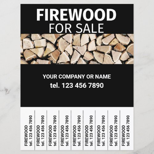 Firewood for Sale Wood Flyer Tear Off Strips