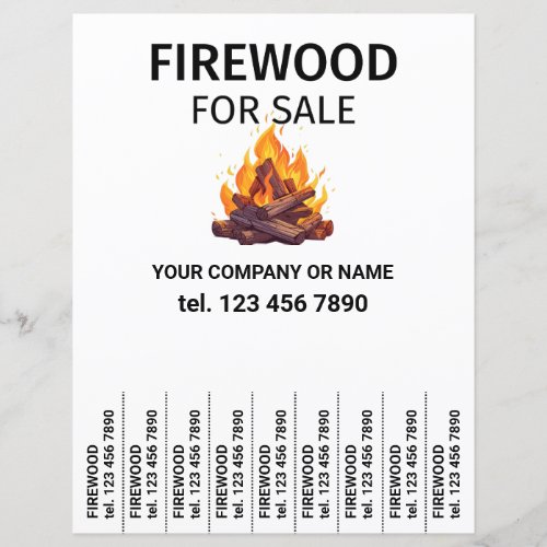 Firewood for Sale Wood Flyer Tear Off Strips