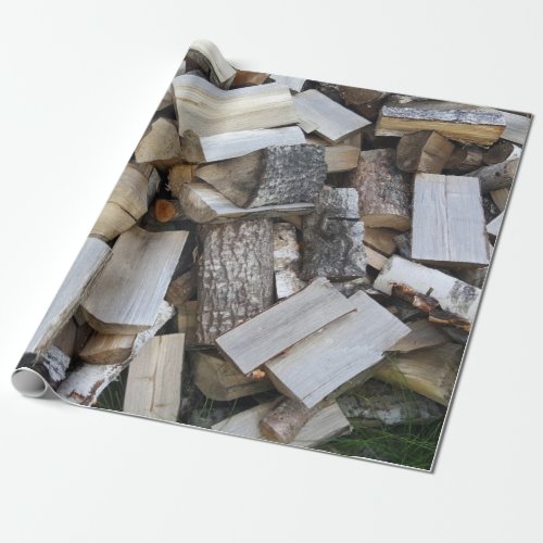 Firewood  logs photograph wrapping paper