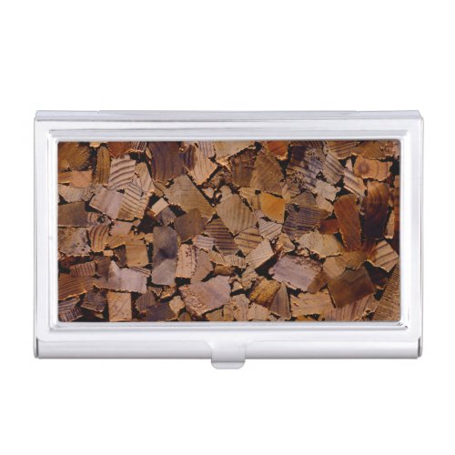 Firewood rustic cabin wood grain tree bark pattern case for business cards