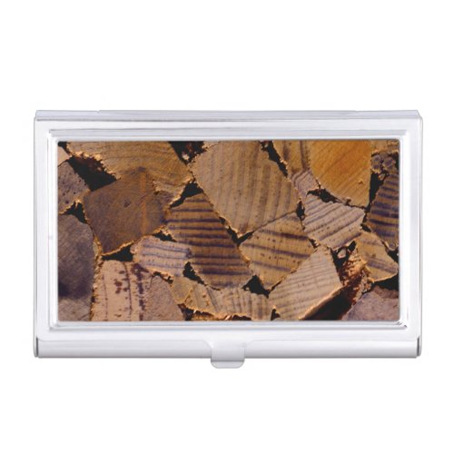 Firewood rustic cabin wood grain tree bark pattern case for business cards